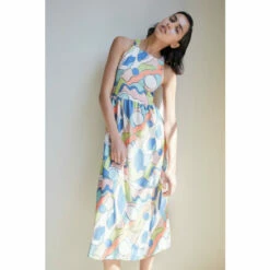 Warehouse Petite Textured Abstract Cross Back Midi Dress For Female -Warehouse Sales Store unnamed file 2810