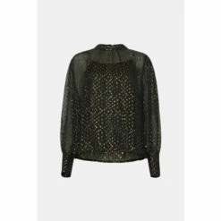 Warehouse Plus Size Sparkle High Neck Puff Sleeve Top For Female -Warehouse Sales Store unnamed file 2819