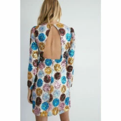 Warehouse Floral Sequin Puff Sleeve V Neck Mini Dress For Female -Warehouse Sales Store unnamed file 2857