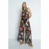 Warehouse Sparkle Border Print Halter Neck Jumpsuit For Female