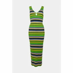 Warehouse Multi Stripe Ribbed Knit Midi Dress For Female -Warehouse Sales Store unnamed file 2902