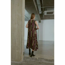 Warehouse Premium Satin Block Print Midi Dress With Frill For Female -Warehouse Sales Store unnamed file 2907