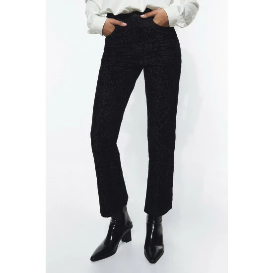 Warehouse Denim Velvet Flocked Animal Jeans For Female 6 Warehouse Denim Velvet Flocked Animal Jeans For Female - Image 4