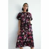 Warehouse Floral Ruffle Midi Dress For Female