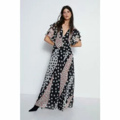 Warehouse Mixed Spot Chiffon Maxi Dress For Female -Warehouse Sales Store unnamed file 2932