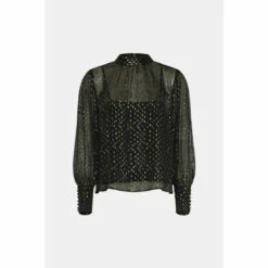 Warehouse Sparkle High Neck Puff Sleeve Top For Female -Warehouse Sales Store unnamed file 2936