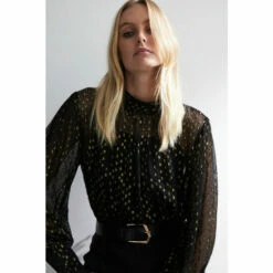 Warehouse Sparkle High Neck Puff Sleeve Top For Female -Warehouse Sales Store unnamed file 2937