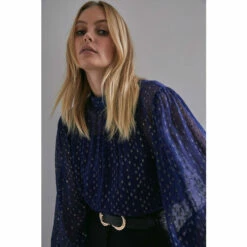 Warehouse Sparkle High Neck Puff Sleeve Top For Female -Warehouse Sales Store unnamed file 2938