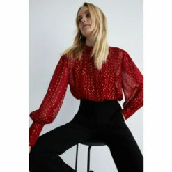 Warehouse Sparkle High Neck Puff Sleeve Top For Female -Warehouse Sales Store unnamed file 2939