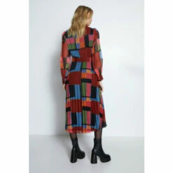 Warehouse Revere Collar Belted Pleat Chiffon Midi Dress For Female -Warehouse Sales Store unnamed file 2972