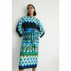 Warehouse Printed Plisse Batwing Midi Dress For Female -Warehouse Sales Store unnamed file 300