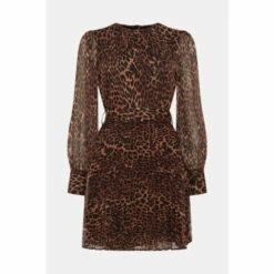 Warehouse Recycled Polyester Animal Pleated Mini Dress For Female -Warehouse Sales Store unnamed file 3009