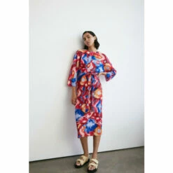 Warehouse Printed Plisse Batwing Midi Dress For Female -Warehouse Sales Store unnamed file 301