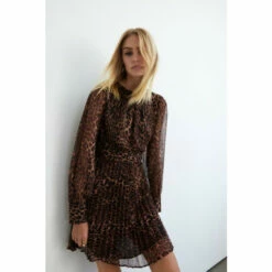 Warehouse Recycled Polyester Animal Pleated Mini Dress For Female -Warehouse Sales Store unnamed file 3010