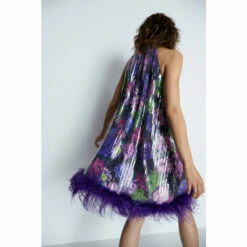 Warehouse Sequin Feather Hem Halter Dress For Female -Warehouse Sales Store unnamed file 3024