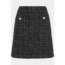 Warehouse Tweed Pelmet Skirt With Crystal Buttons For Female -Warehouse Sales Store unnamed file 3031