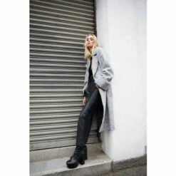 Warehouse Wool Blend Textured Oversized A Line Coat For Female