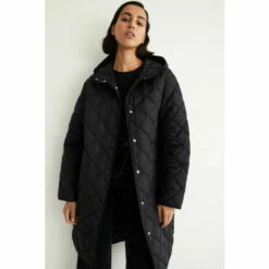 Warehouse Essential Long Line Hooded Liner Coat For Female