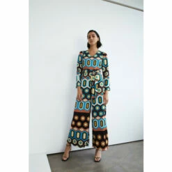 Warehouse Printed Satin V Neck Jumpsuit For Female -Warehouse Sales Store unnamed file 3116