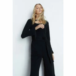 Warehouse Jersey Crepe Topstitch Cut Out Jumpsuit For Female