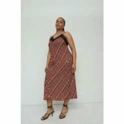 Warehouse Plus Size Printed Recycled Lace Trim Cami Dress For Female