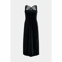 Warehouse Velvet Strappy Cross Back Midi Dress For Female -Warehouse Sales Store unnamed file 3176