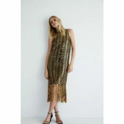 Warehouse Petite Scallop Sequin Tassel Midi Dress For Female -Warehouse Sales Store unnamed file 3189