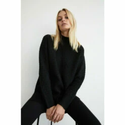 Warehouse Soft Honeycomb Stitch Funnel Jumper For Female