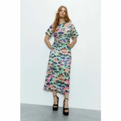 Warehouse Printed Sequin Ruched Side Midi Dress For Female -Warehouse Sales Store unnamed file 3208