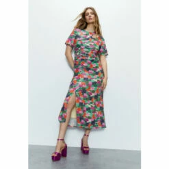 Warehouse Printed Sequin Ruched Side Midi Dress For Female -Warehouse Sales Store unnamed file 3210