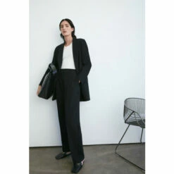 Warehouse Double Crepe Pintuck Straight Leg Trouser For Female