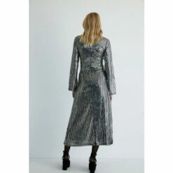 Warehouse Petite Sequin Stripe Plunge Maxi Dress For Female -Warehouse Sales Store unnamed file 3314