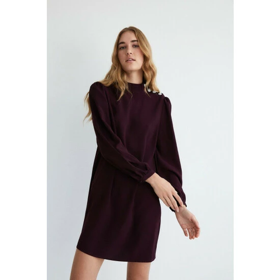 Warehouse Crystal Button Mini Shift Dress For Female 3 Warehouse Crystal Button Mini Shift Dress For Female