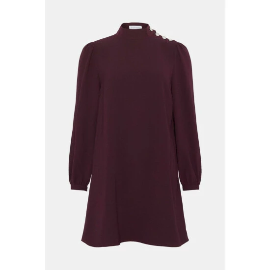 Warehouse Crystal Button Mini Shift Dress For Female 6 Warehouse Crystal Button Mini Shift Dress For Female - Image 4