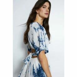 Warehouse Tie Dye Voile Tie Back Midi Dress For Female -Warehouse Sales Store unnamed file 3380