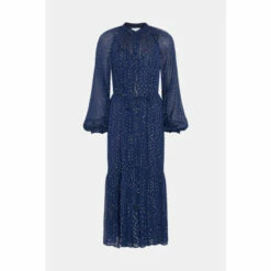 Warehouse Sparkle Drawstring Waist Button Through Midi For Female -Warehouse Sales Store unnamed file 3387