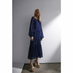 Warehouse Sparkle Drawstring Waist Button Through Midi For Female -Warehouse Sales Store unnamed file 3388