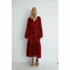 Warehouse Sparkle Drawstring Waist Button Through Midi For Female -Warehouse Sales Store unnamed file 3389