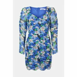 Warehouse Ruched Dobby Bodycon Mini Dress For Female -Warehouse Sales Store unnamed file 3409