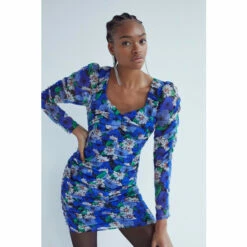 Warehouse Ruched Dobby Bodycon Mini Dress For Female -Warehouse Sales Store unnamed file 3410