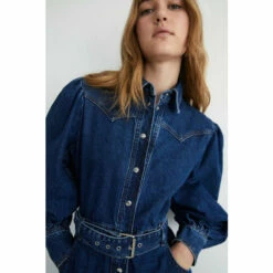 Warehouse Denim Western Style Belted Midi Dress For Female -Warehouse Sales Store unnamed file 3435
