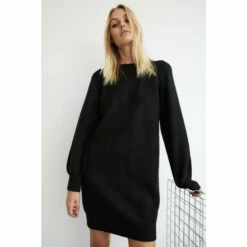 Warehouse Cosy Crew Neck Short Knit Dress For Female