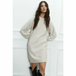 Warehouse Cosy Crew Neck Short Knit Dress For Female -Warehouse Sales Store unnamed file 3442