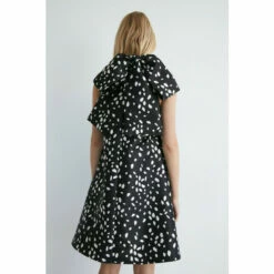 Warehouse Dalmatian Print Satin Twill Bow Back A Line Mini Dress For Female -Warehouse Sales Store unnamed file 3451