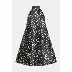 Warehouse Dalmatian Print Satin Twill Bow Back A Line Mini Dress For Female -Warehouse Sales Store unnamed file 3452