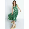 Warehouse Hand Embellished Sequin V Neck Midi Dress For Female