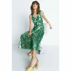 Warehouse Hand Embellished Sequin V Neck Midi Dress For Female -Warehouse Sales Store unnamed file 3459