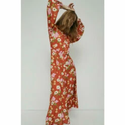 Warehouse Floral Patch Pocket Tie Back Midi Shirt Dress For Female