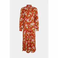 Warehouse Floral Patch Pocket Tie Back Midi Shirt Dress For Female -Warehouse Sales Store unnamed file 3479