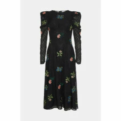 Warehouse WH X William Morris Society Embroidered Open Back Dress For Female -Warehouse Sales Store unnamed file 3489